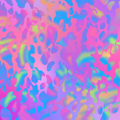 Fototapeta na wymiar Holographic Animal Print on Gradient Background - Cute holographic animal print pattern on bright neon gradient background 