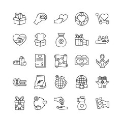 icon set of charity and donation concept, line style