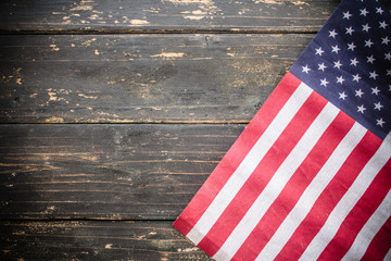American Flag Vintage Wooden Background