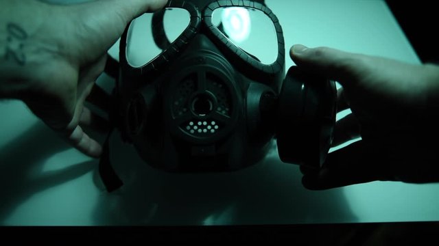 Anti-virus mask. Masks to protect from virus. Mask preparing to protect from getting a viral infection. Apocalypse concept.