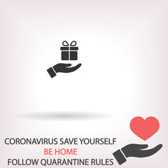 a gift in the hand icon , lorem ipsum Flat design