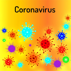 Set of coronavirus shape icon labels with watercolor background
