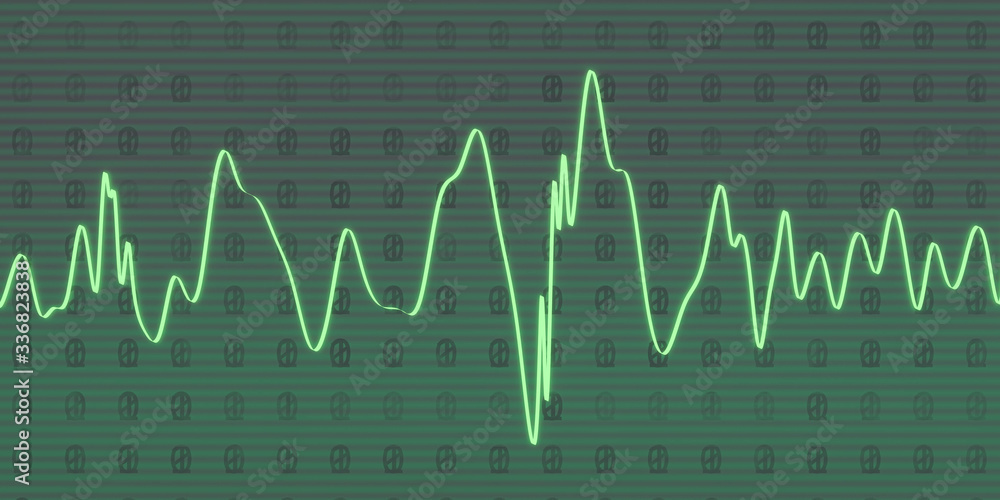 Poster green sound wave curve background 3d illustration render green modern digital technology background 