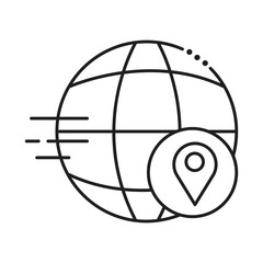sphere browser with pin location line style icon vector illustration design