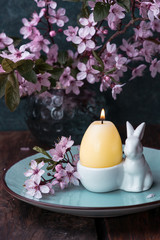 Easter table setting with candle