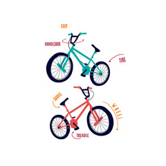 Fototapeta na wymiar bicycle color text line tee illustration art vector