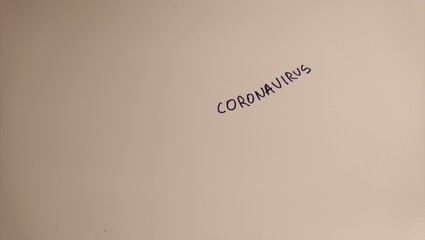 Fototapeta na wymiar Sing saying corona virus on white surface