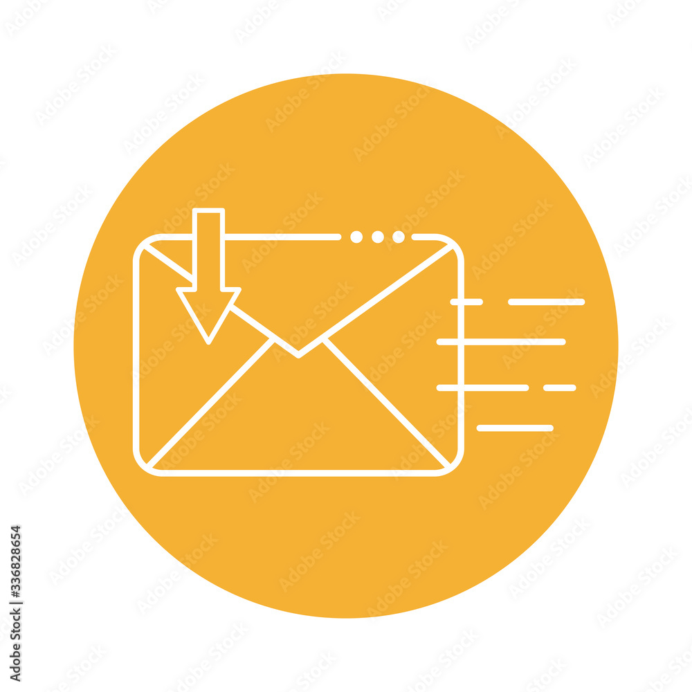 Poster envelope communication block line style icon vector illustration design