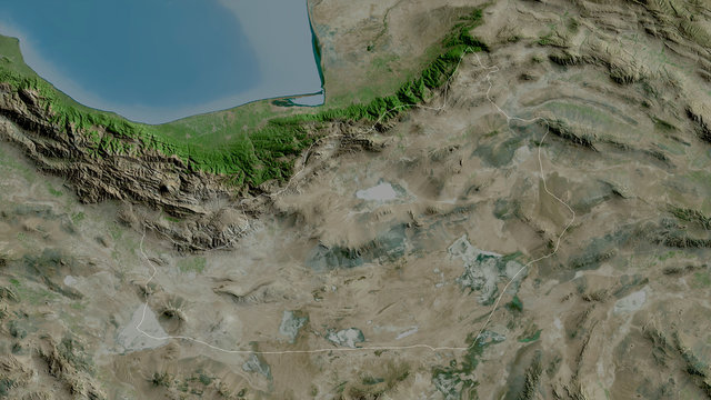 Semnan, Iran - outlined. Satellite