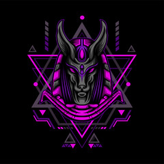 Dark Pink Anubis with Geometry Ornament