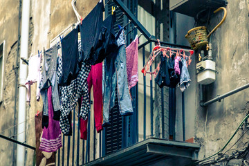 Clothes line in a balcony