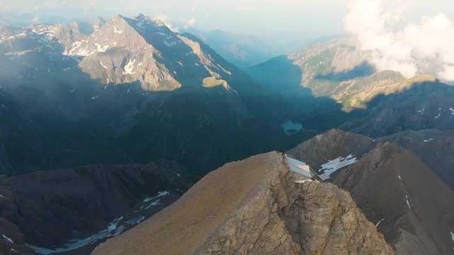 Flight view over Rocciamelone mountain in Susa valley, Piedmont, Italy