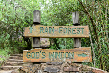 God's Window Sign Board on Panorama Route at Mpumalanga, South Africa