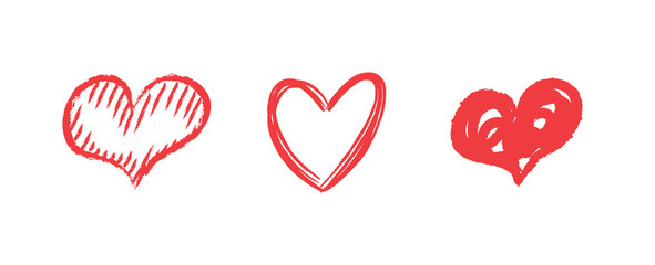 Heart doodles, hand drawn love illustrations