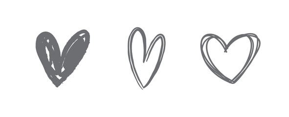 Heart doodles, hand drawn love illustrations