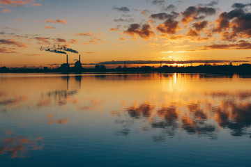 sunset over the river