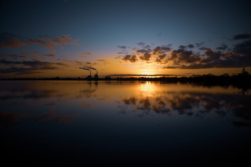 sunset over the river