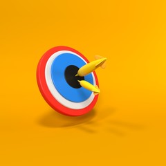 Objetivo 3d render amarillo - obrazy, fototapety, plakaty