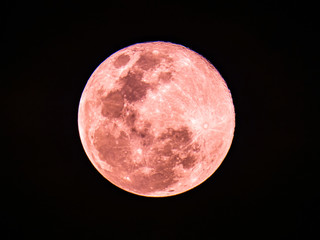 Super pink moon on 8 Apr 2020 in light rose gold color