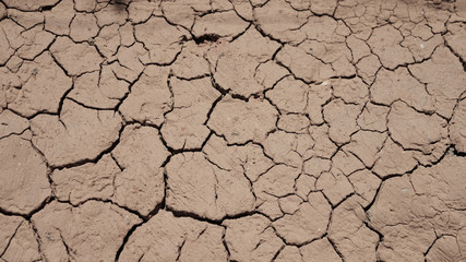 cracked clay texture. beautiful pattern of cracks in a brown clay wall. dried clay.