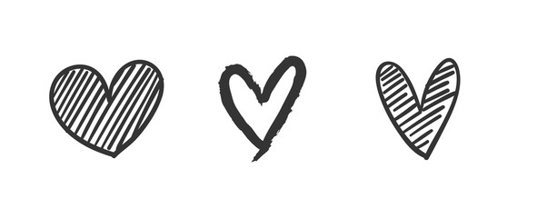 Heart doodles, hand drawn love illustrations