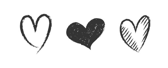 Heart doodles, hand drawn love illustrations
