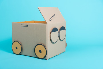 Car creative by a cardboard box imagination