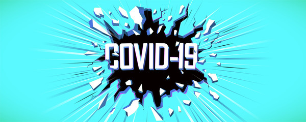 COVID-19 Coronavirus concept banner. Covid-19 inscription typography design logo. World Health organization introduced official name for Coronavirus disease named COVID-19