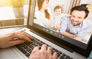Remote learning or work. Video conference concept.