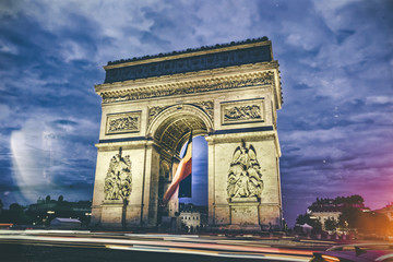 Fototapeta na wymiar The Triumph arch in Paris by bight