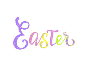 Easter lettering  poster. Multicolored vector design to Christian holiday. Use for prints, banners, cards, social media, advertising.