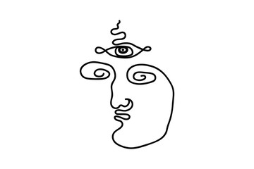 Third Eye, mystical man head silhouette