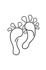 Footstep print on white background