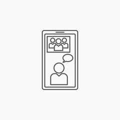 online conference smart phone icon, video call vector