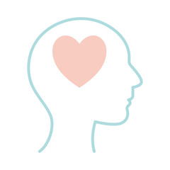heart inside human head line style icon vector design