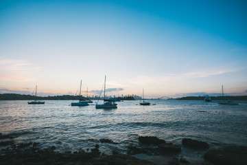 amazing landscape of Sydney Harbor with boats and ship on the sea 