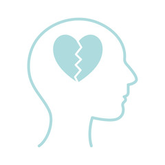 broken heart inside human head line style icon vector design