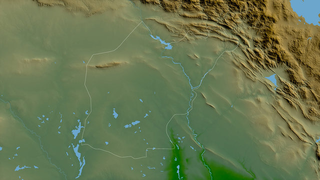 Ninawa, Iraq - outlined. Physical
