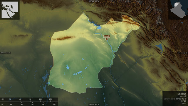 Ninawa, Iraq - composition. Relief