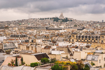 Fototapeta premium Paris, France. View of the city roofs from the observation gallery of the Georges Pompidou Center.