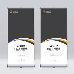 Roll up banner design template, vertical, abstract background, pull up design, modern x-banner, rectangle size. 
