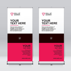 Roll up banner design template, vertical, abstract background, pull up design, modern x-banner, rectangle size. 