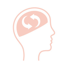 repeat arrows inside human head line style icon vector design