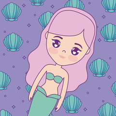 cute mermaid with seashell