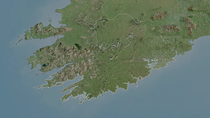 Cork, Ireland - outlined. Satellite