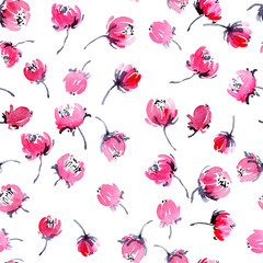 Fototapeta na wymiar Watercolor flowers pattern