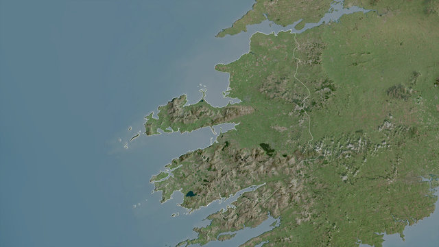 Kerry, Ireland - outlined. Satellite