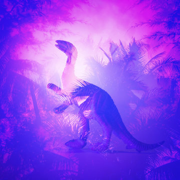 Plateosaurus in the neon tropics.