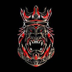 The black gorilla hunter vector illustration