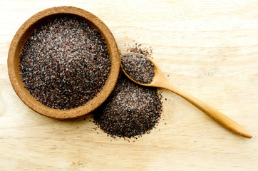 Himalayan black rock salt Kala Namak pungent-smelling condiment used in South Asia, Himalayas, Pakistan